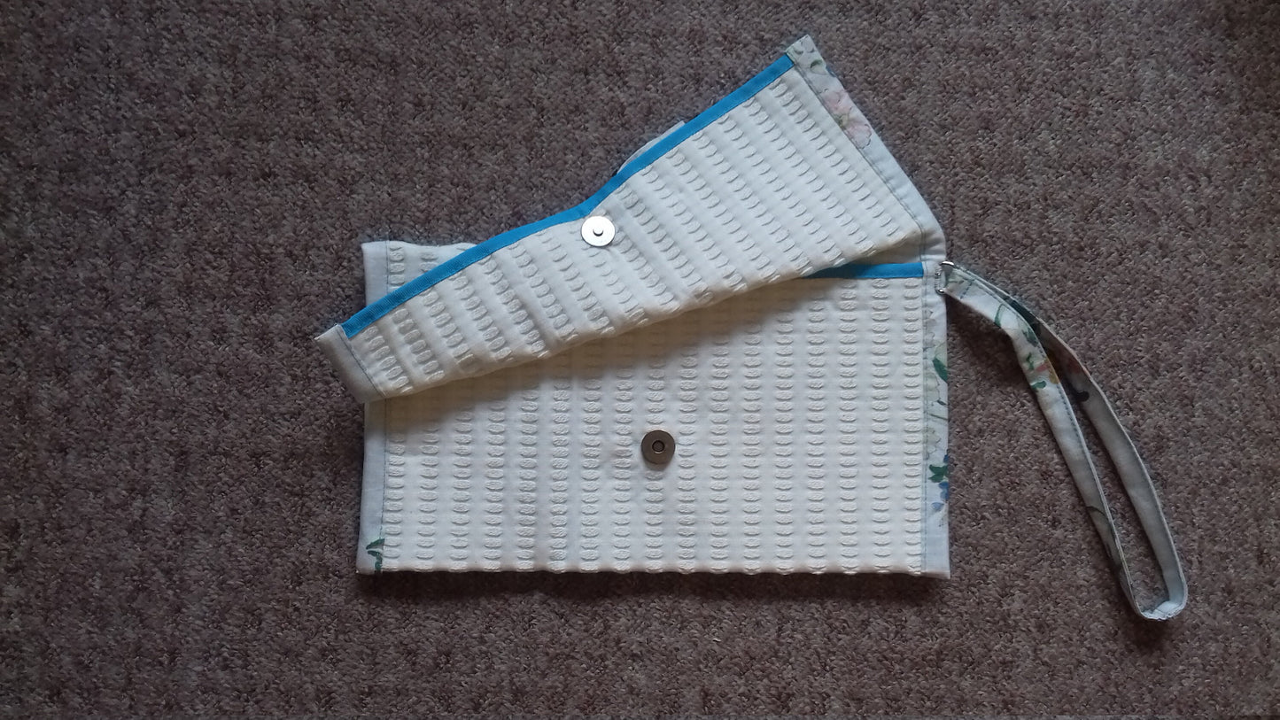 Cream Fabric Clutch Floral Evening Bag