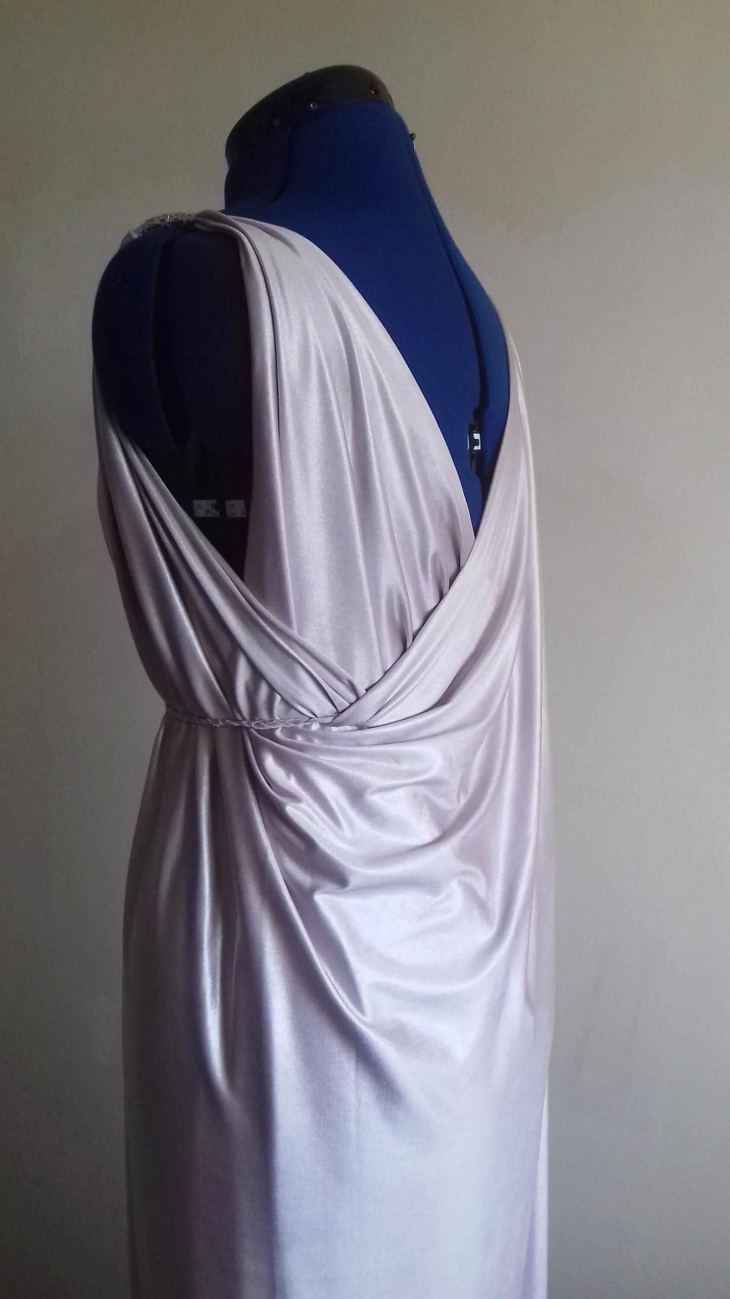Lavender Backless Grecian Wedding Bridal Dress