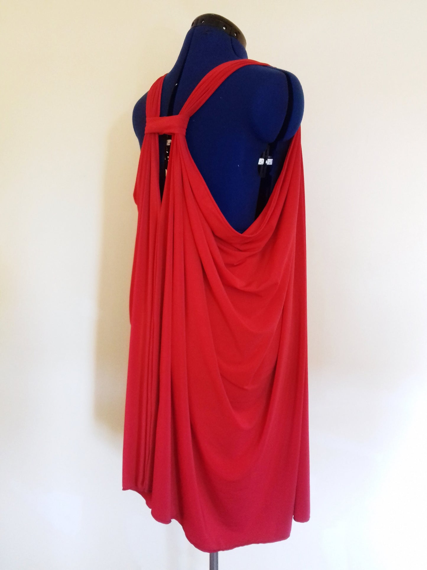 Blood Red Summer Short Drape Beach Dress