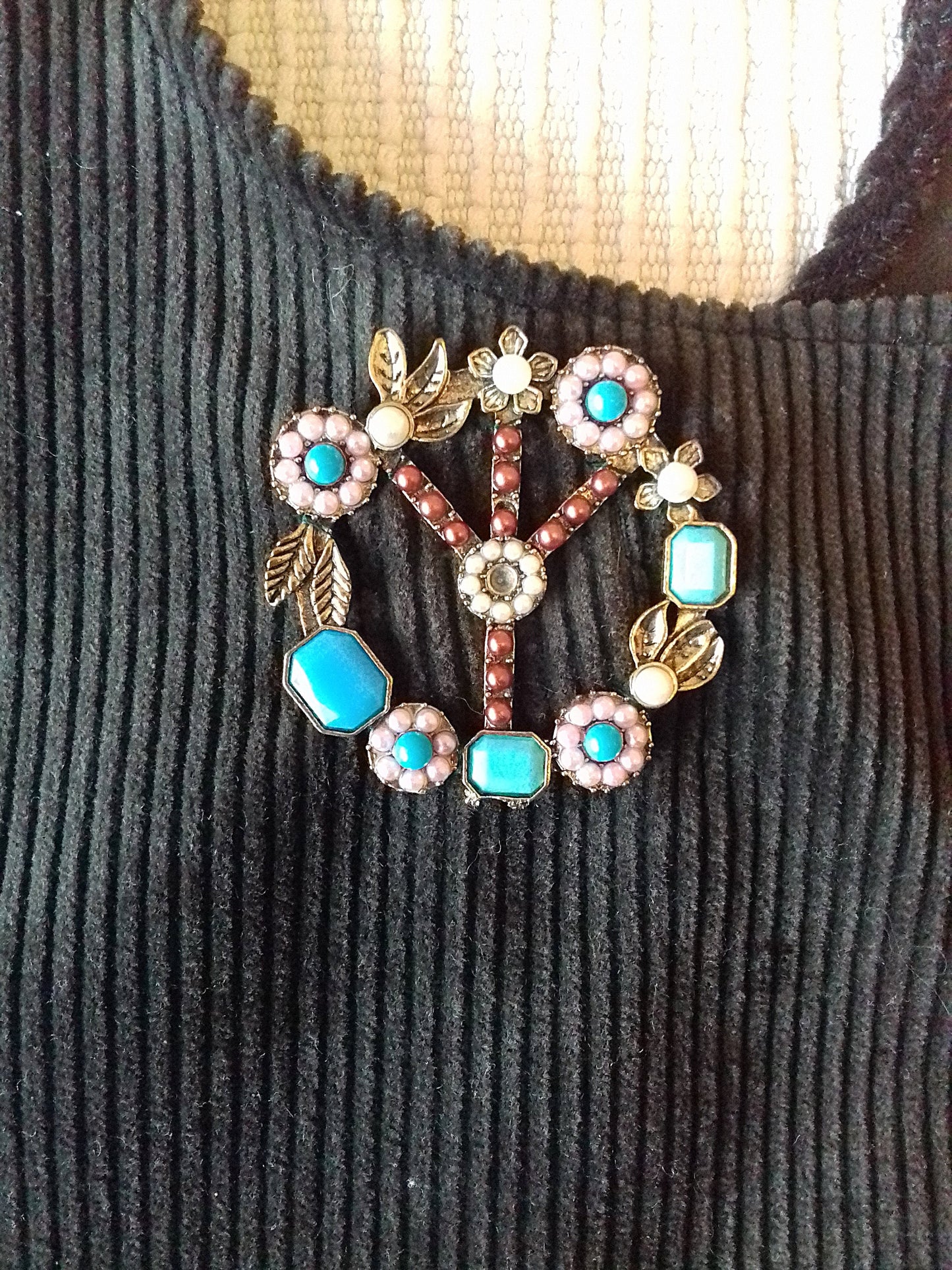 Dark Green Corduroy Fabric Messenger Shoulder Bag