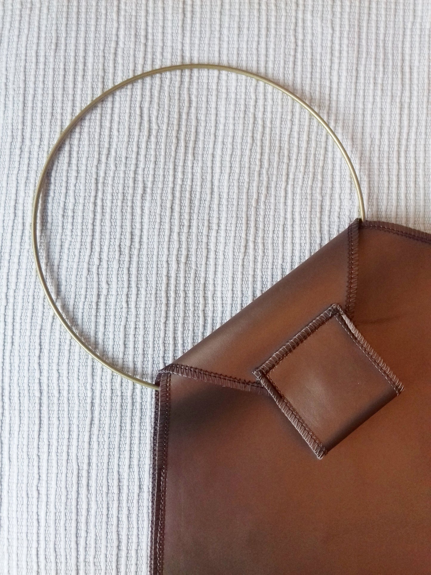 Bronze Faux Leather Asymmetric Shoulder Bag