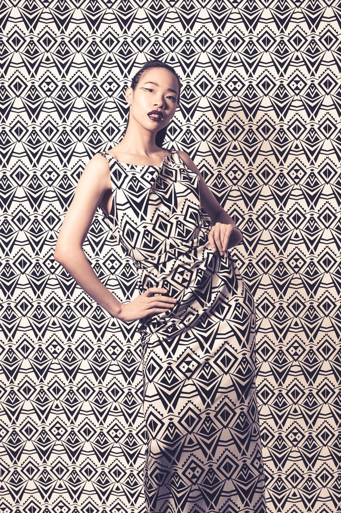 Black White Geometric Pattern Dress