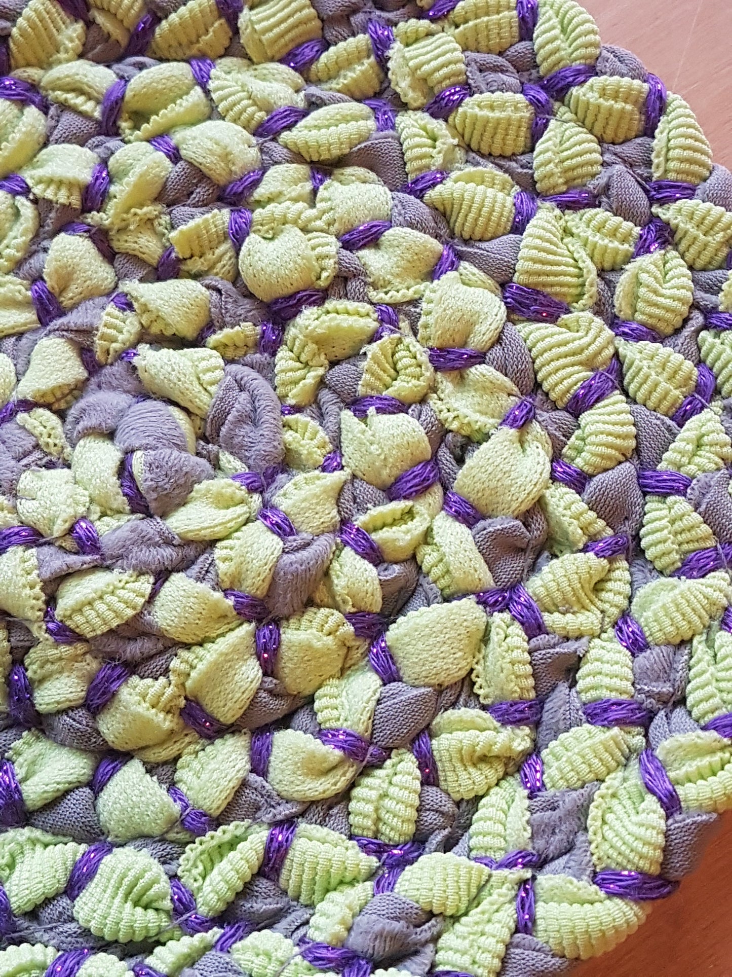 Handmade Coaster Lime Green Purple Brown