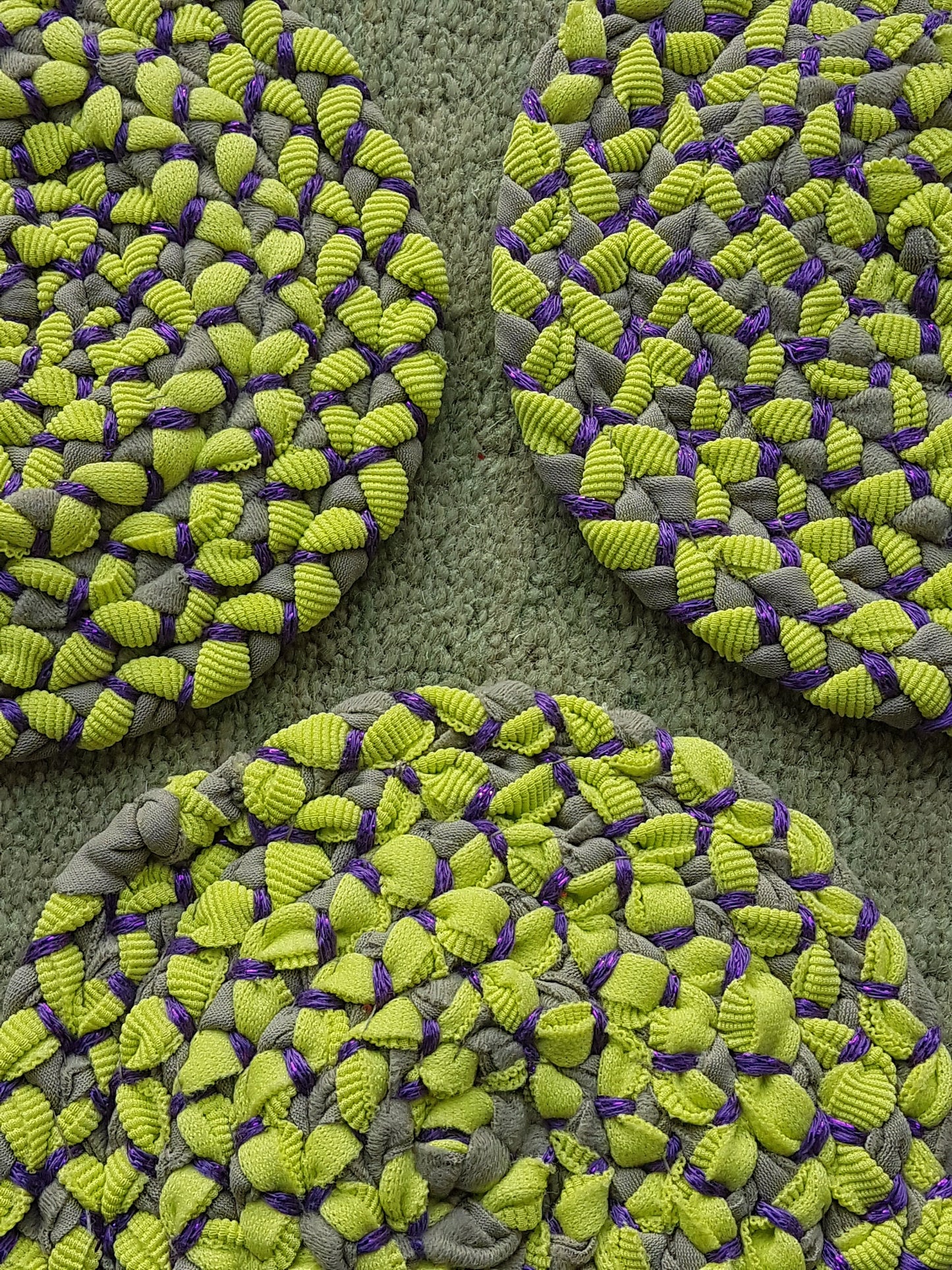 Handmade Coaster Lime Green Purple Brown