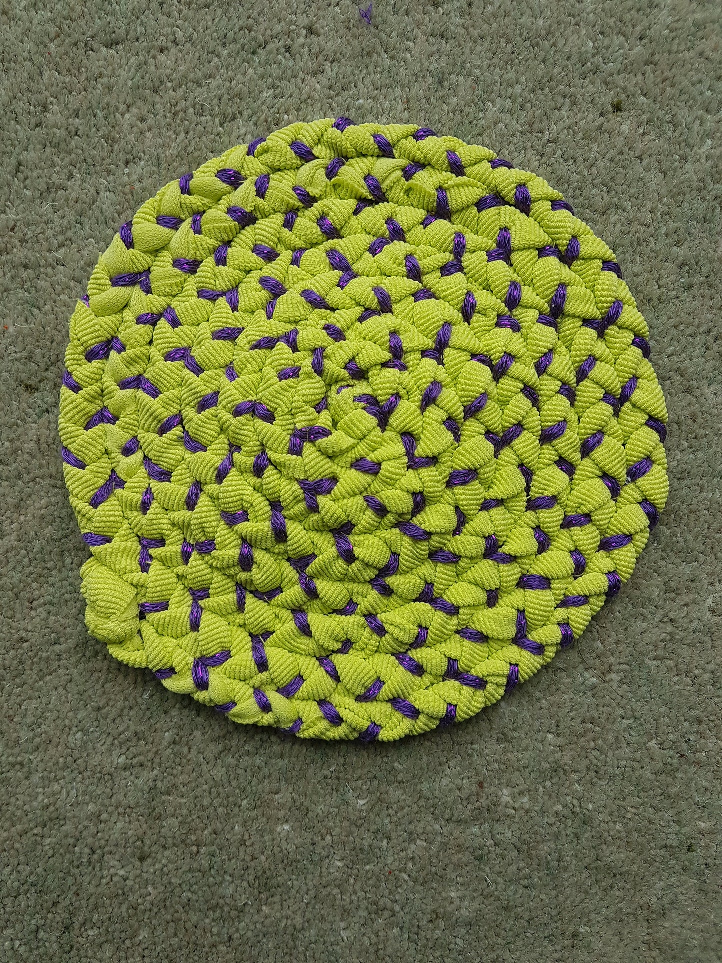 Handmade Coaster Purple Lime Green