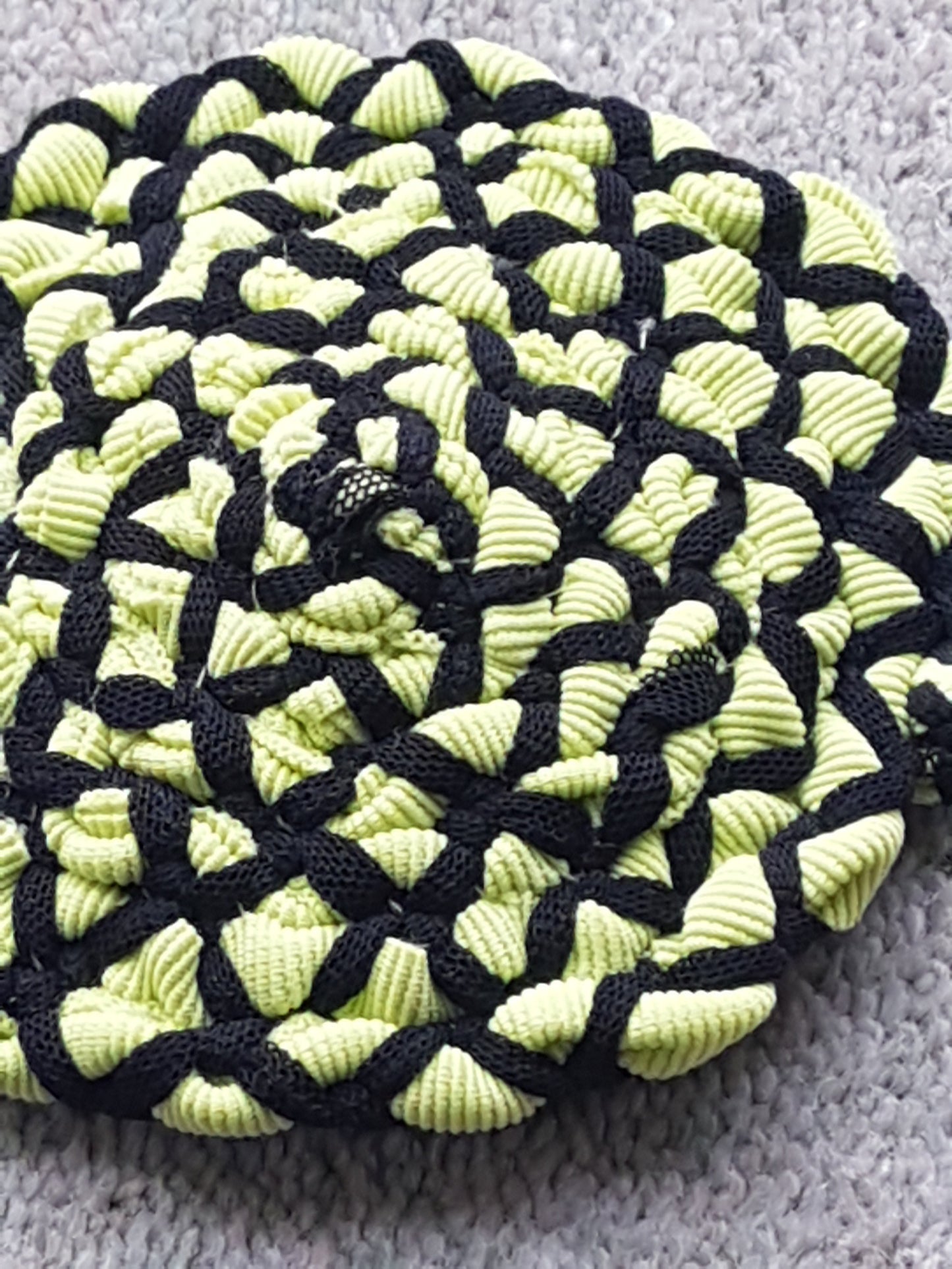 Handmade Coaster Lime Green Black