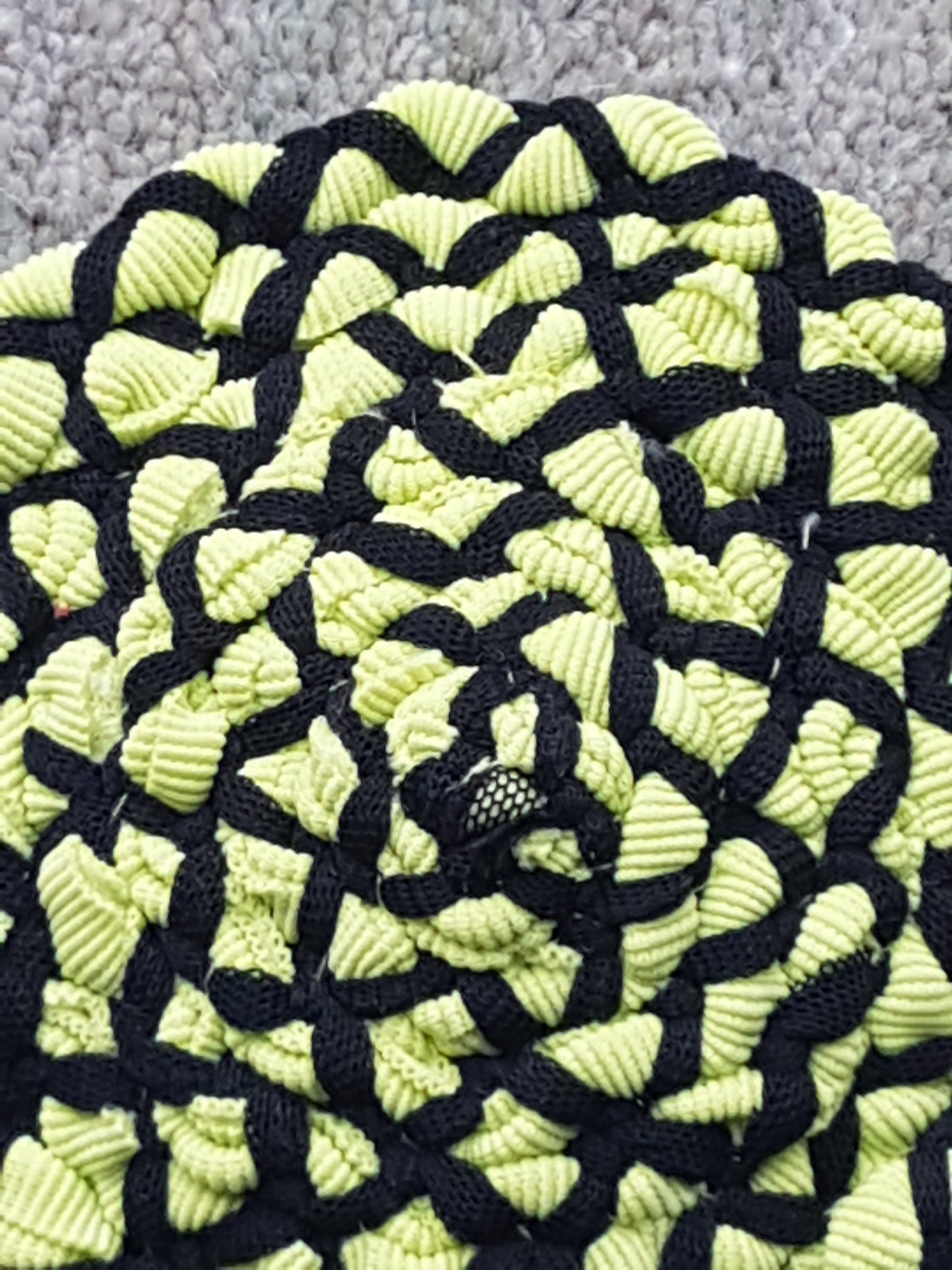 Handmade Coaster Lime Green Black
