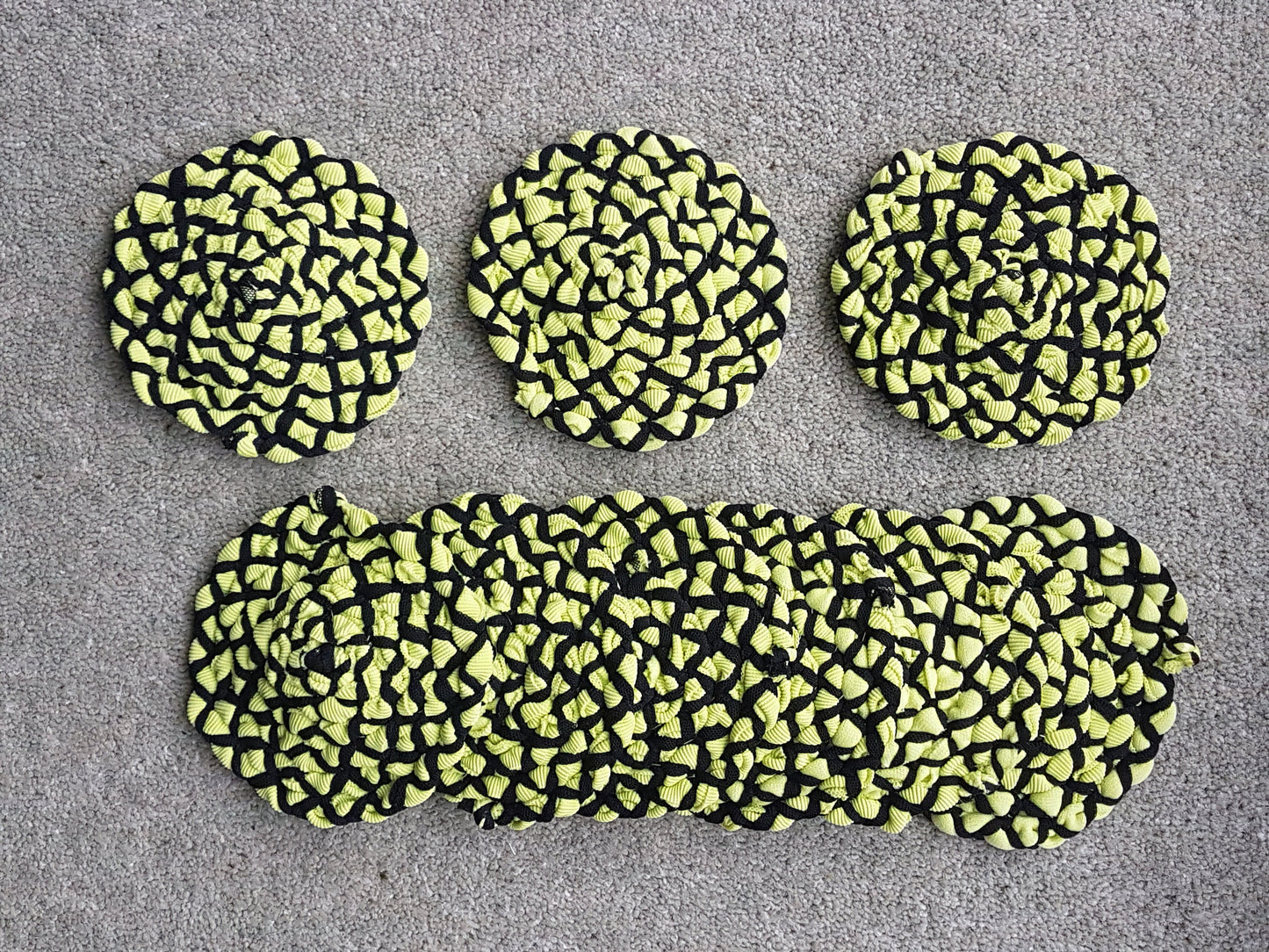 Handmade Coaster Lime Green Black