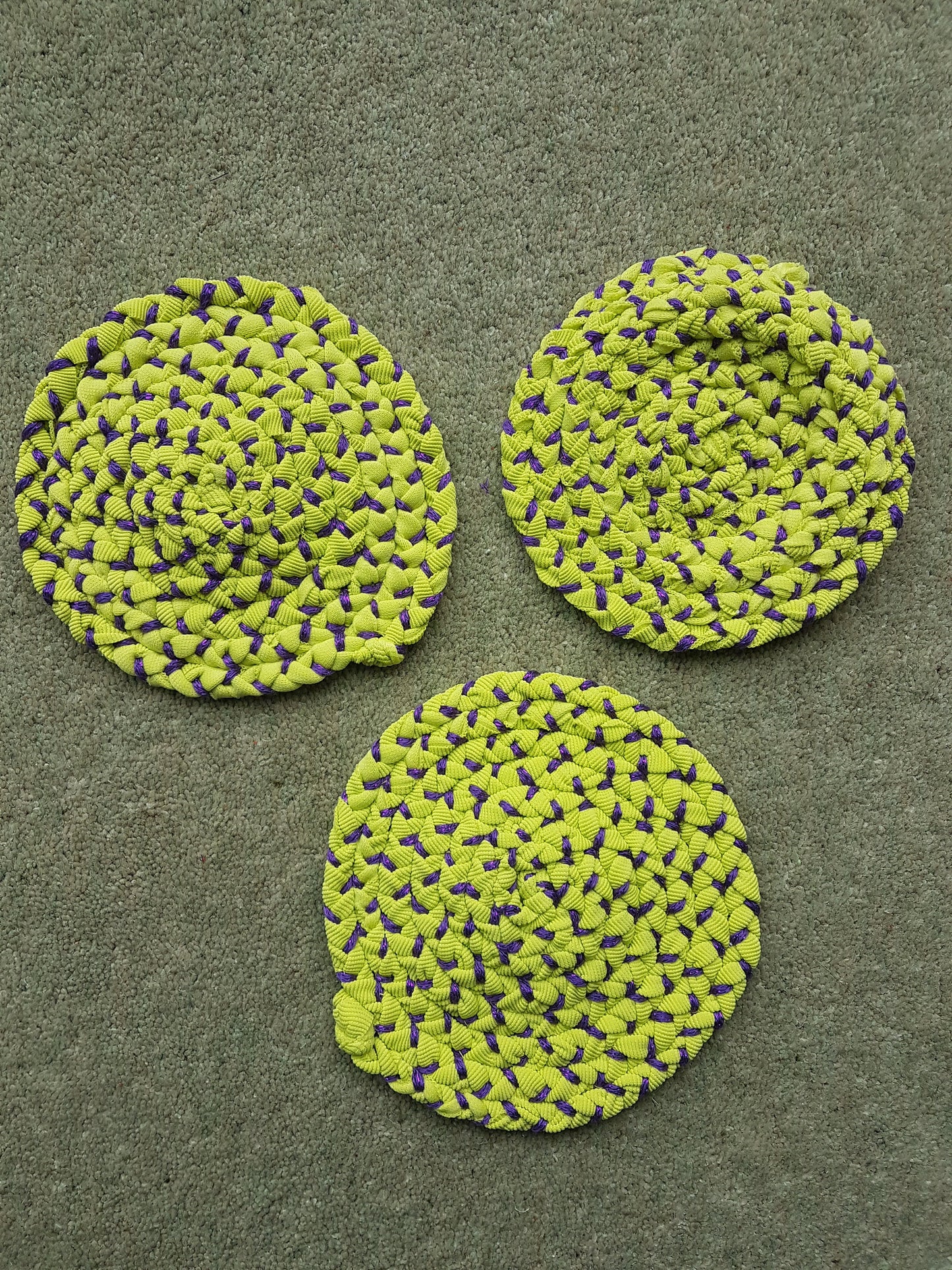 Handmade Coaster Purple Lime Green