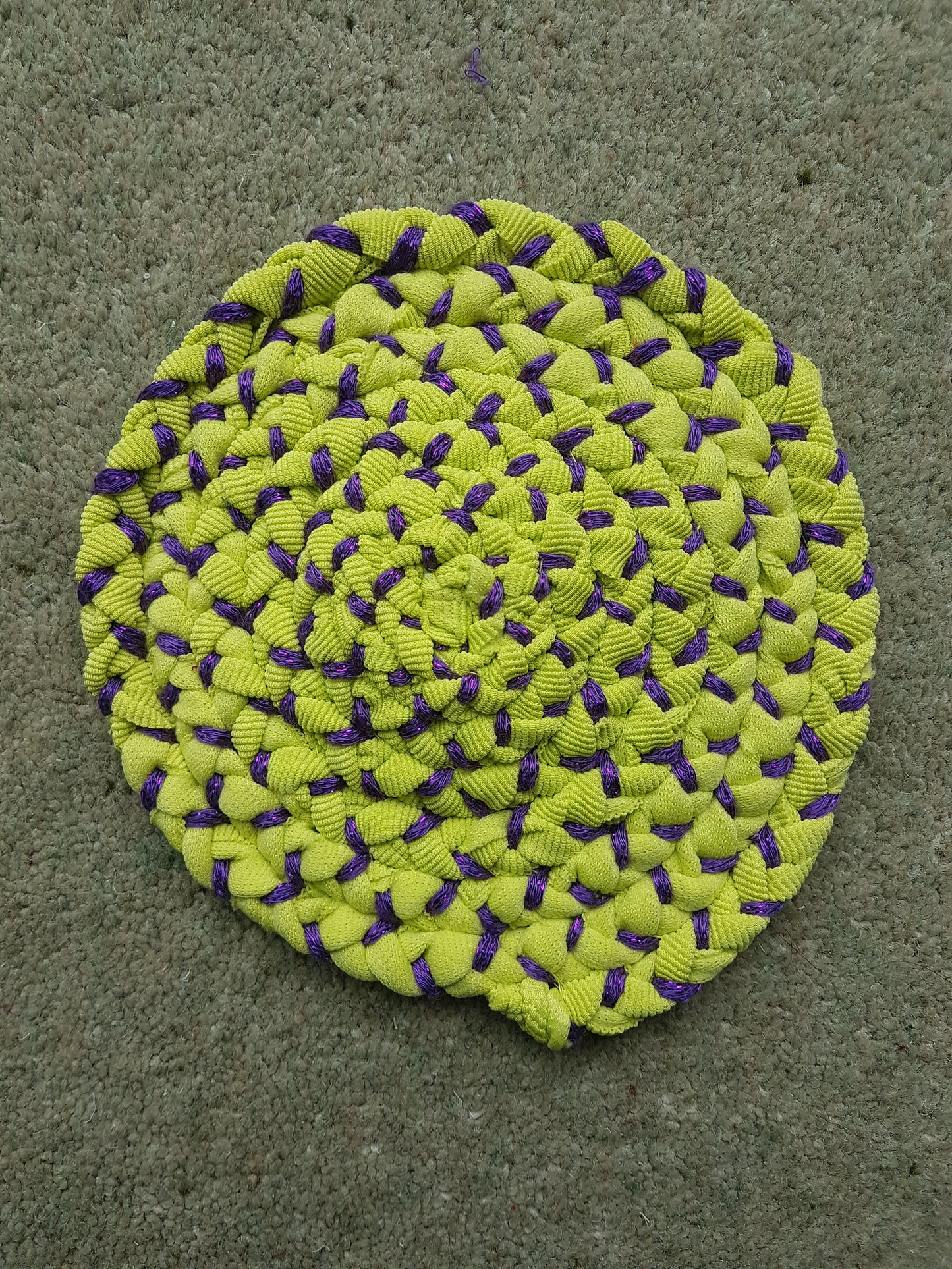 Handmade Coaster Purple Lime Green