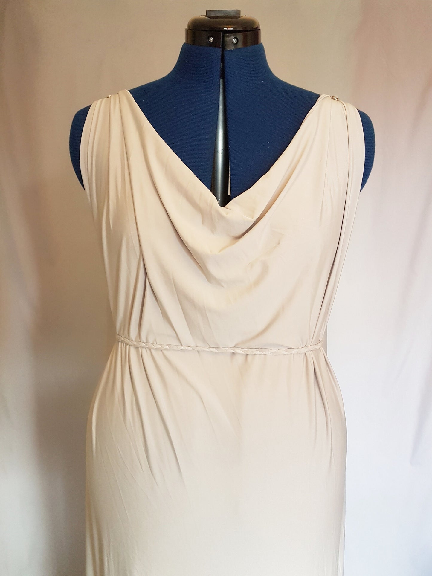 Dove Grey Backless Grecian Bridal Wedding Dress