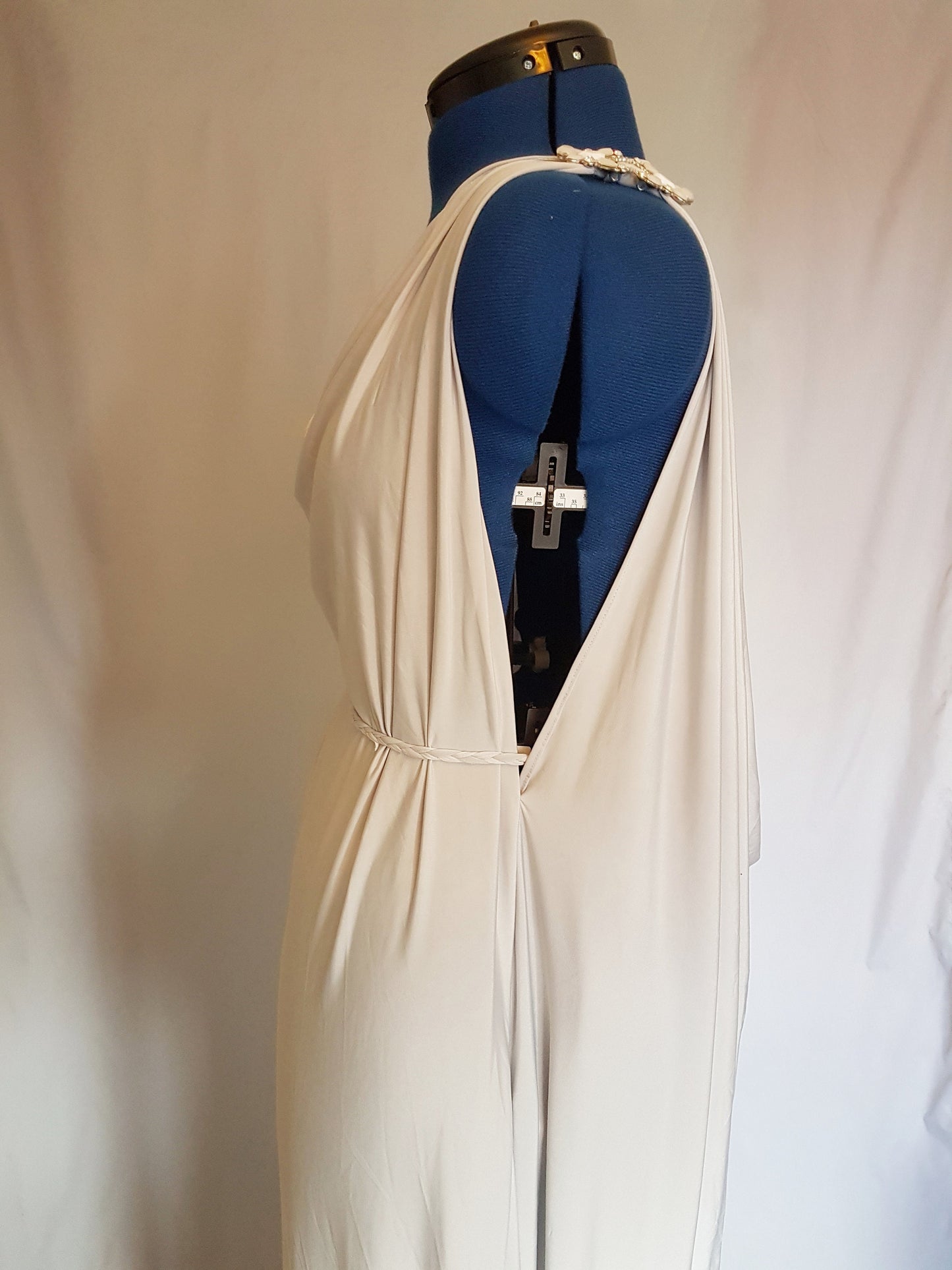 Dove Grey Backless Grecian Bridal Wedding Dress