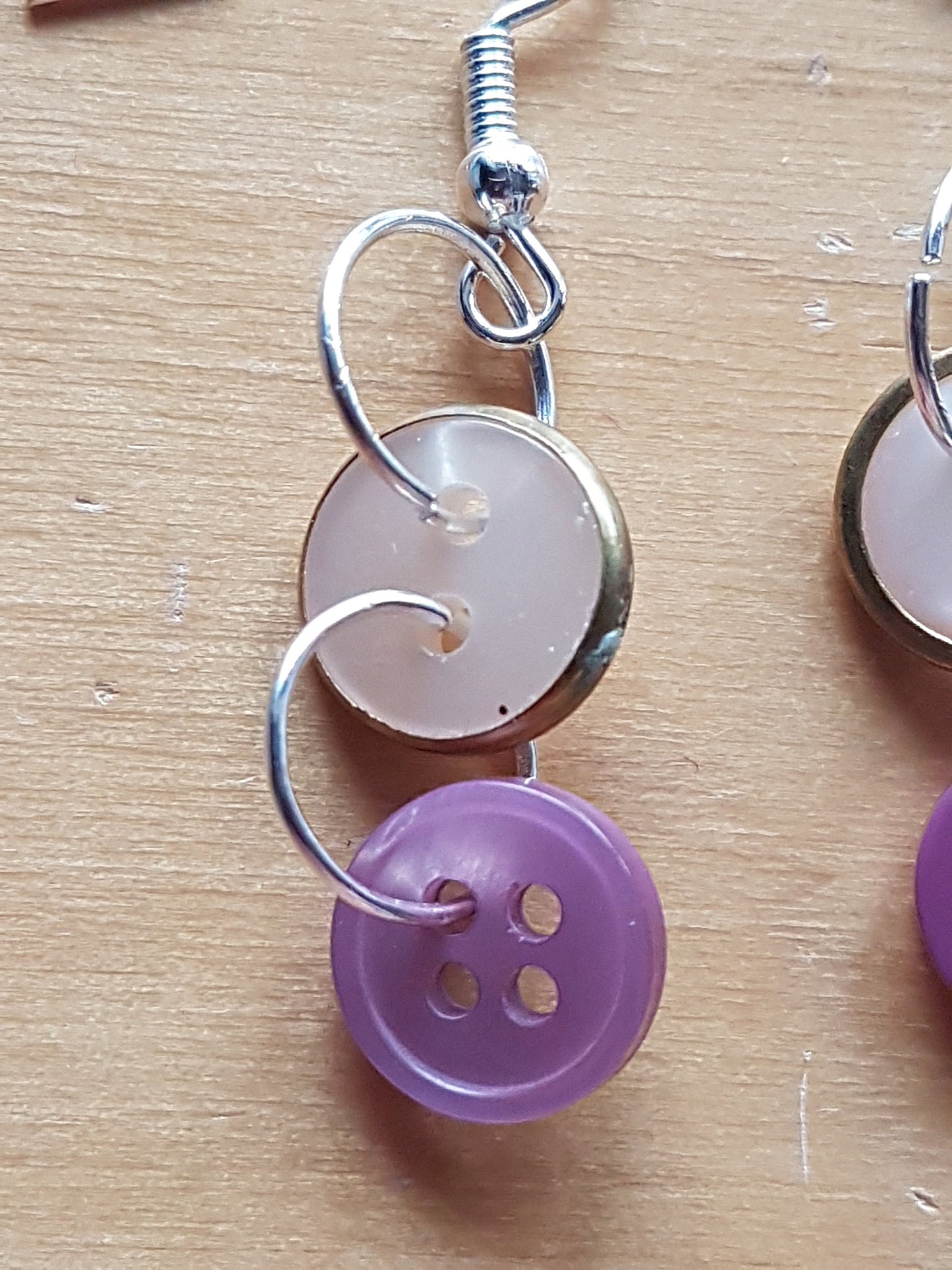 Pink Gold Cream Silver Earrings