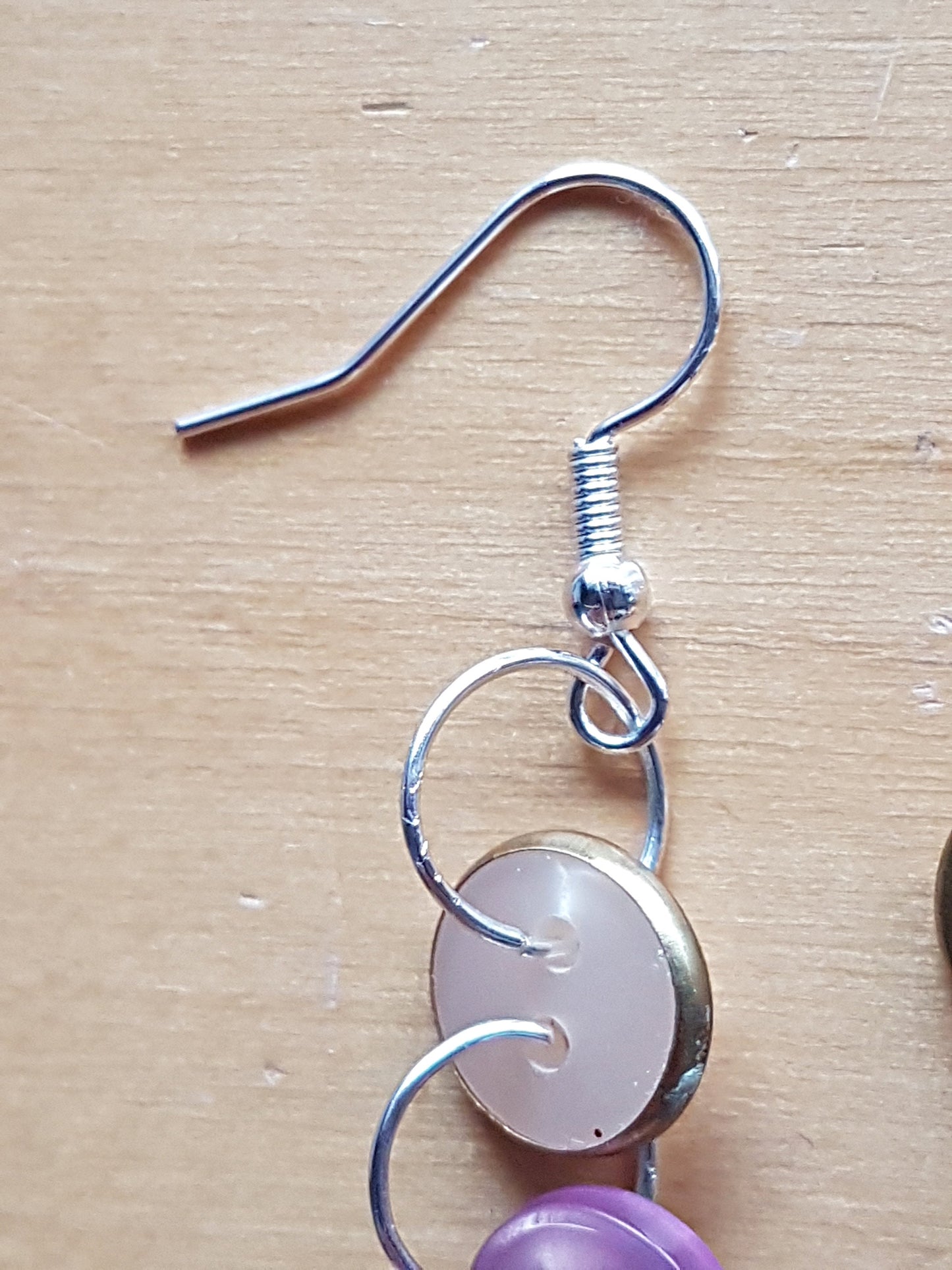 Pink Gold Cream Silver Earrings