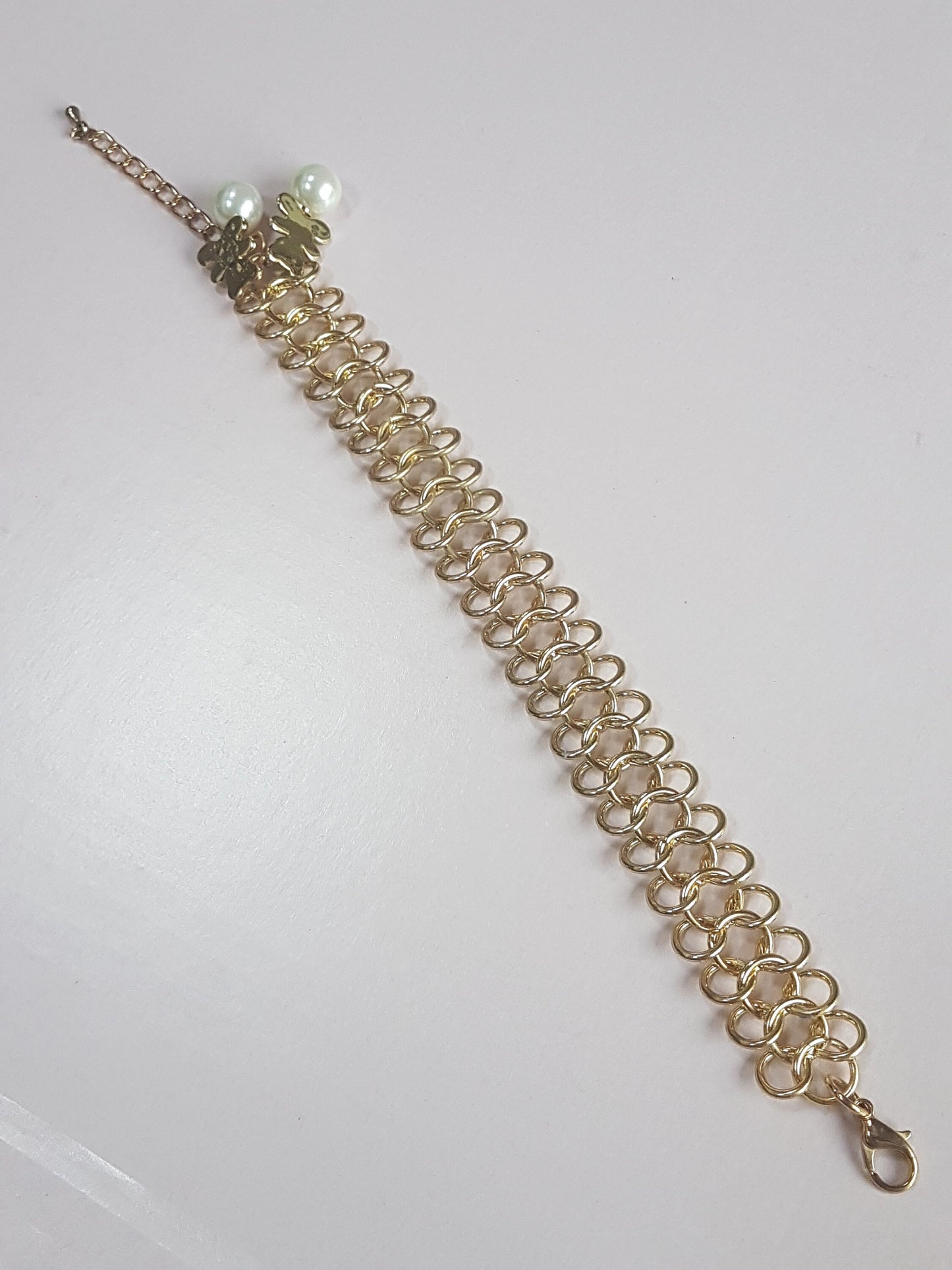 Gold Chain Teddy Bear Bracelet