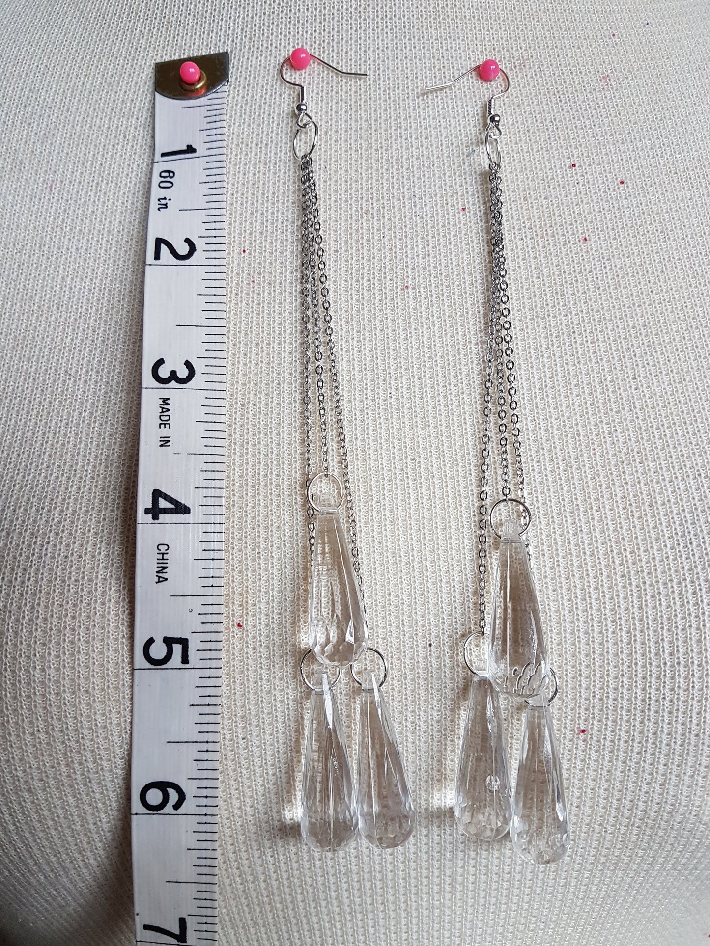 Silver Clear Pendant Drop Earrings