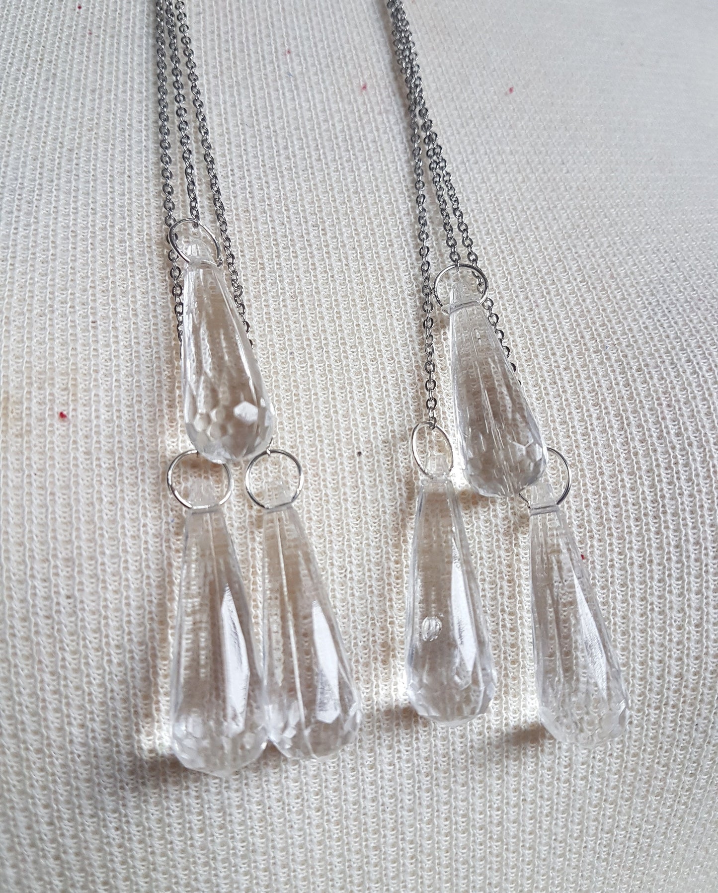 Silver Clear Pendant Drop Earrings