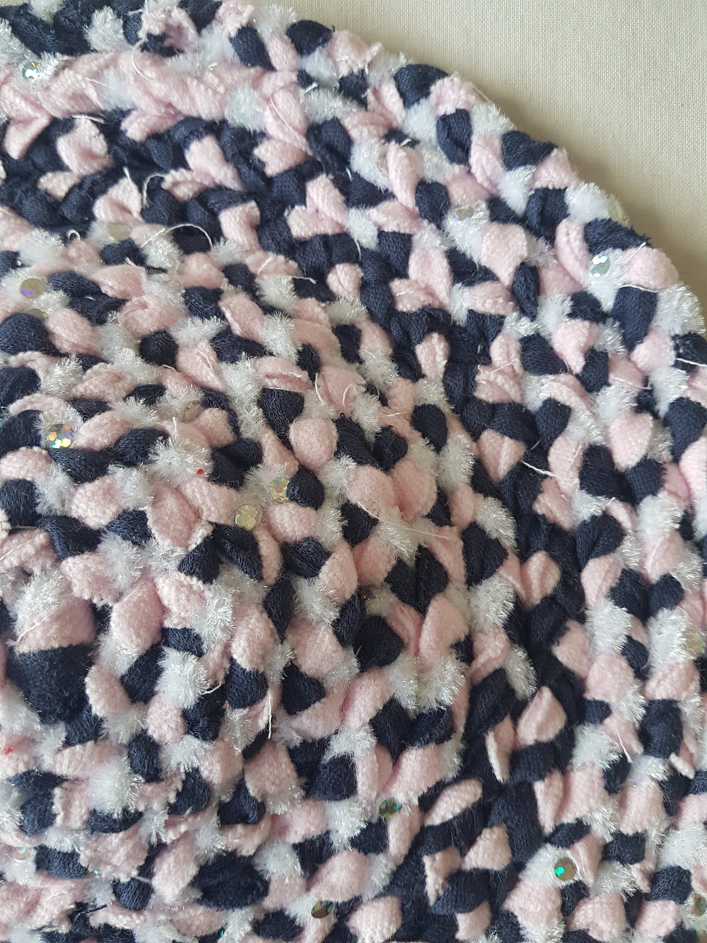 Handmade Coaster Blue, Pink, White, Silver