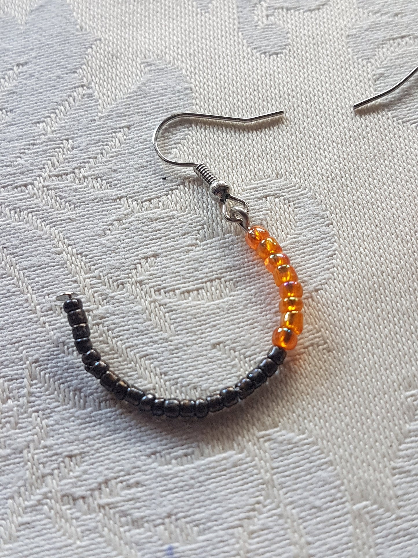 Orange Black Seed Bead Earrings