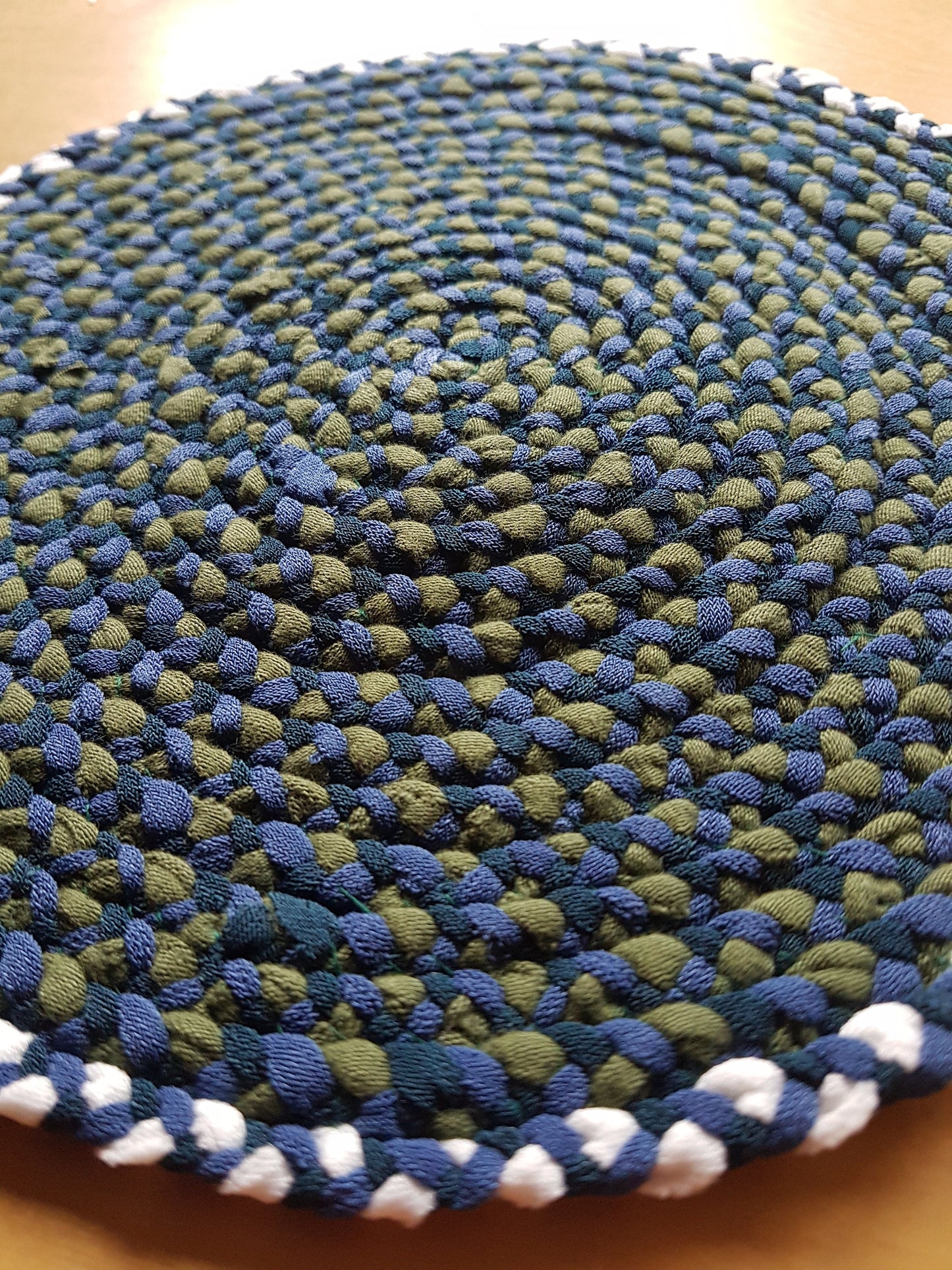 Handmade Coaster Blue Green and White