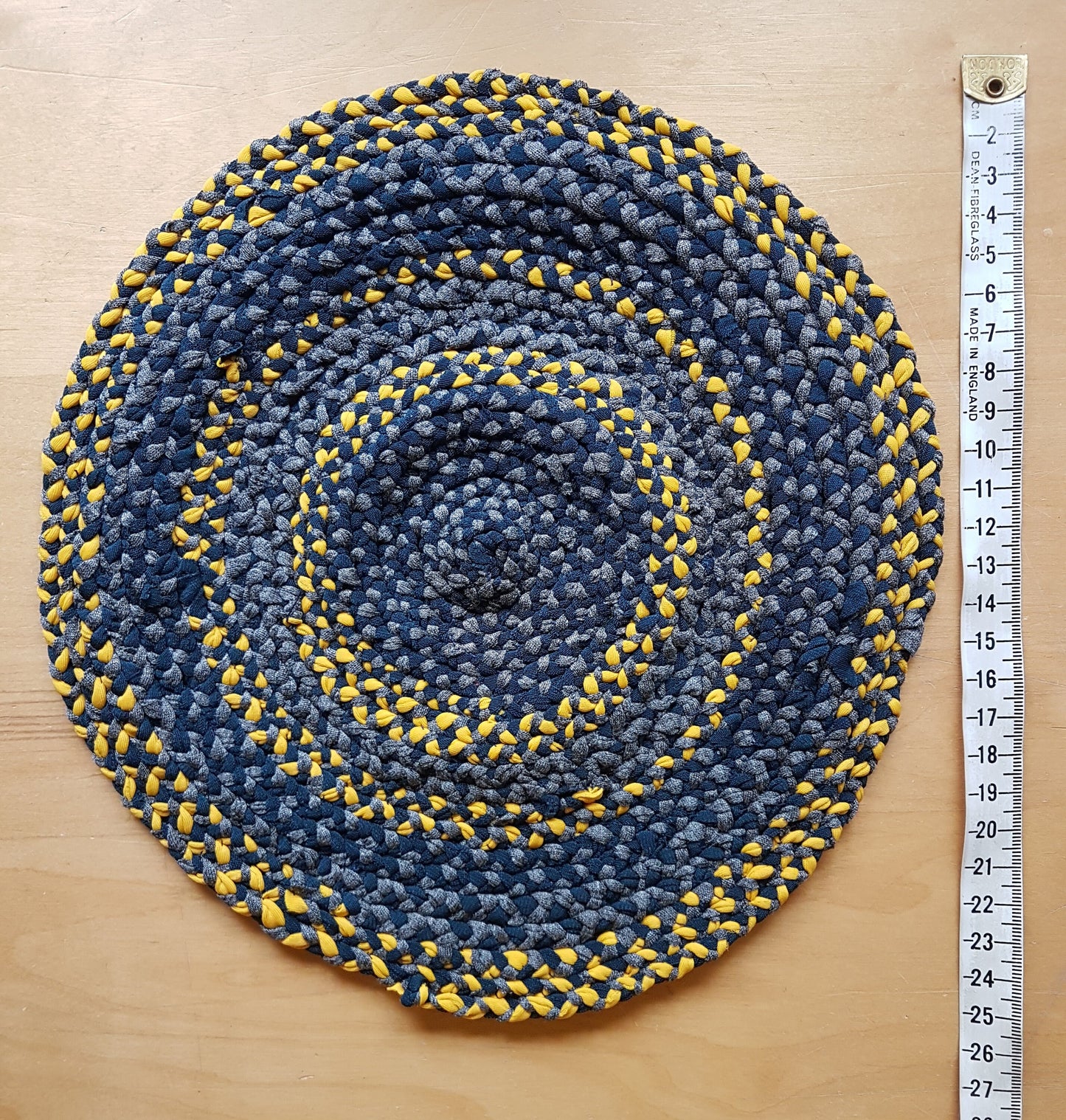 Handmade Coaster Green Mustard Yellow Grey