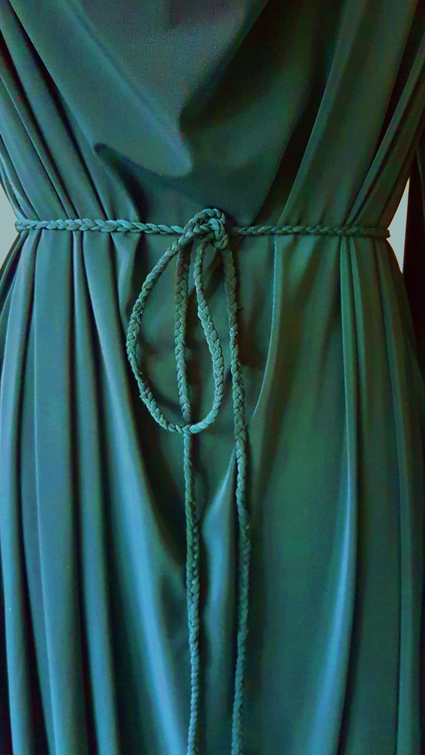 Bottle Green Long Sleeve Grecian Drape Dress