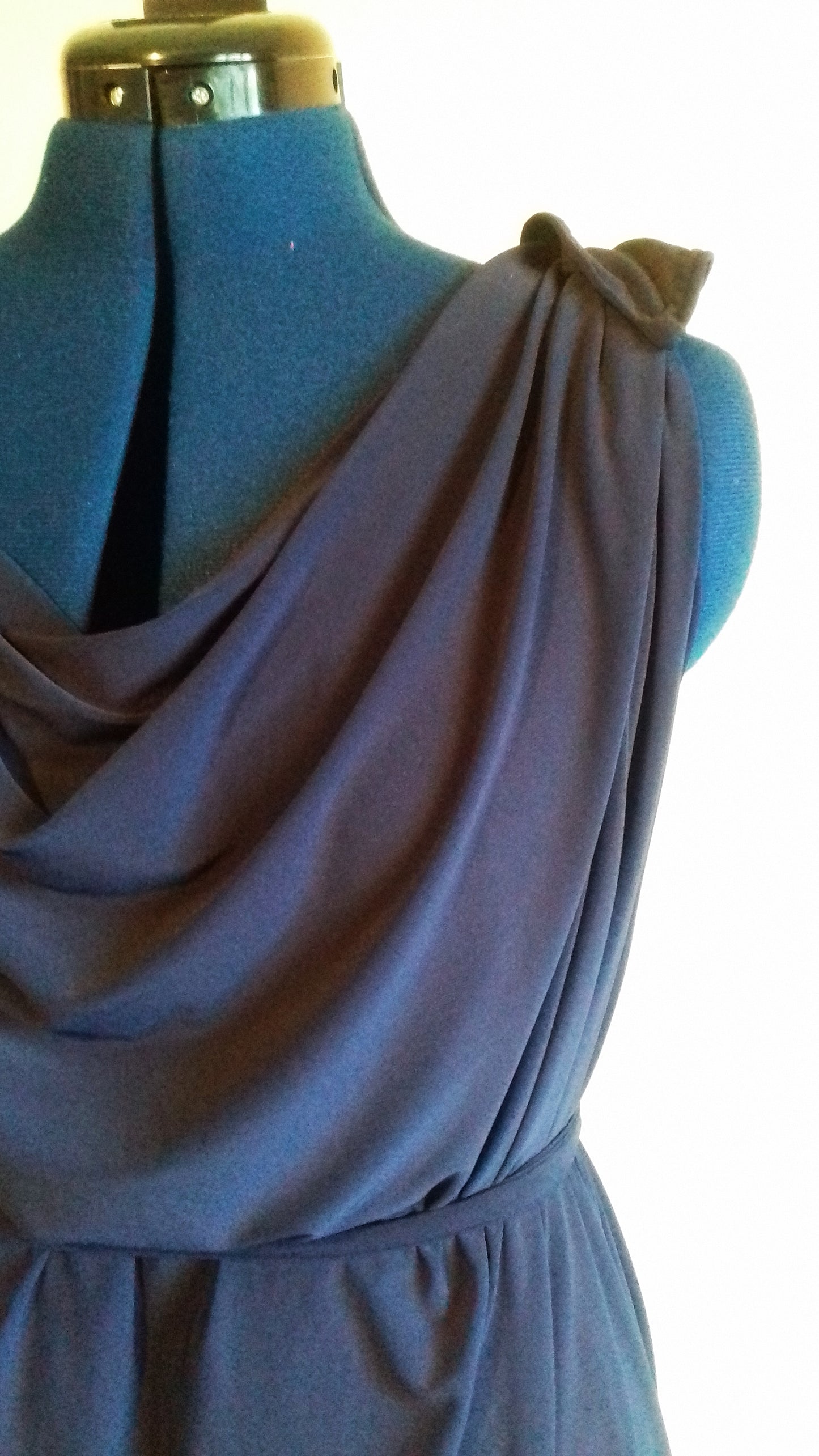 Navy Blue Grecian Drape Dress